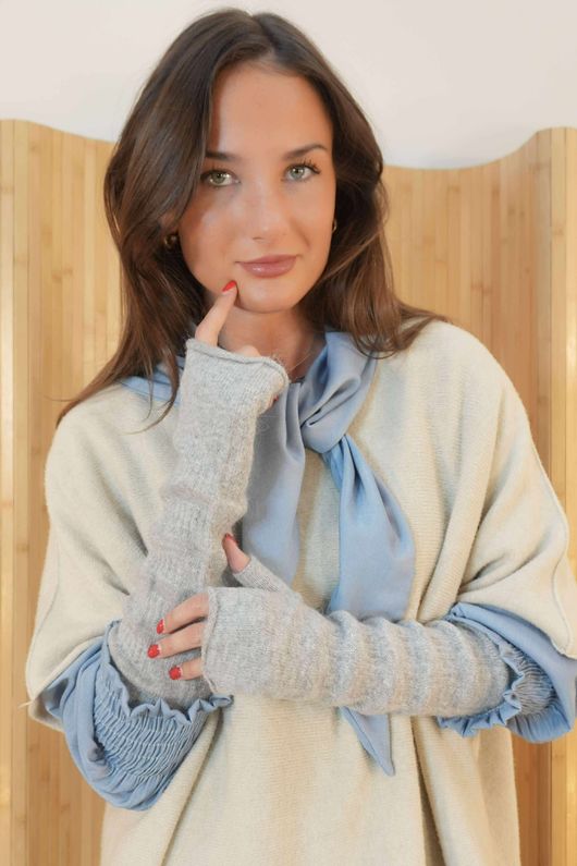 Isadora Fingerless Arm Warmer Gloves Grey  /14 **